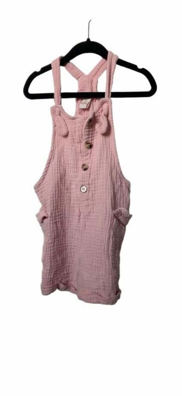 Sweet Butterfly Pink Muslin Cotton Gauze Shortalls Romper Size 4T_K12